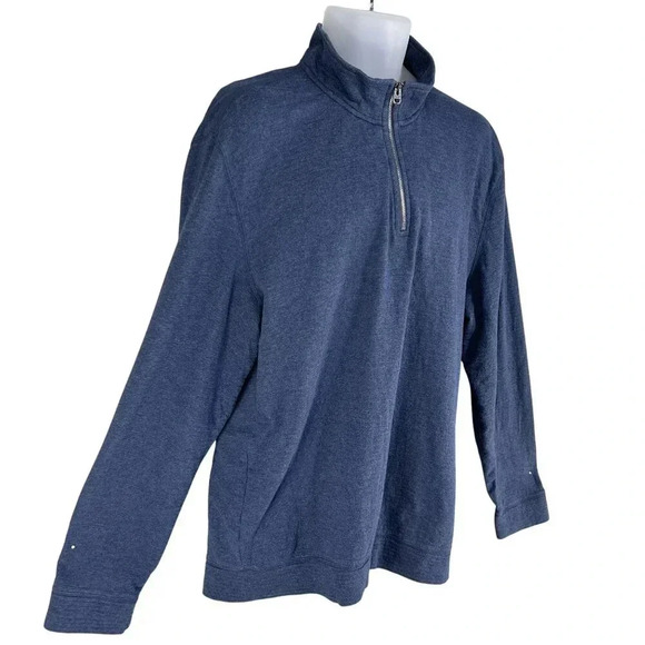 Calvin Klein Jeans Mens XL Blue 1/4 Zip Pullover Sweatshirt Minimalist Dad Wear - Picture 6 of 14